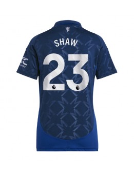 Billige Manchester United Luke Shaw #23 Bortedrakt Dame 2024-25 Kortermet